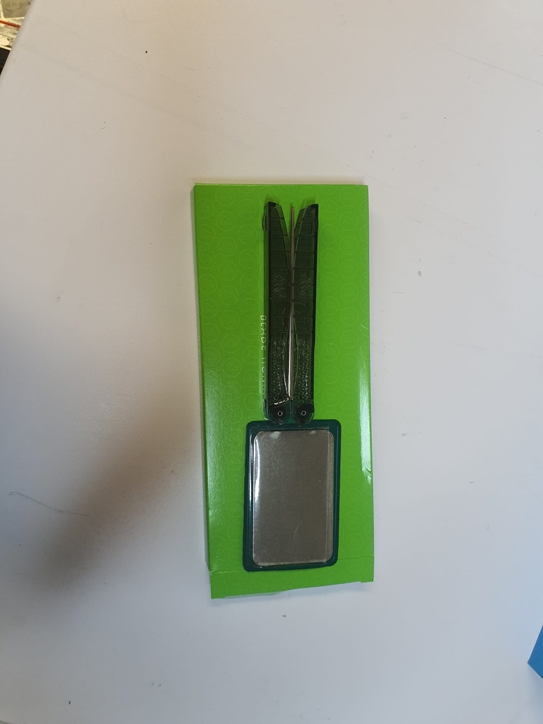 DENTANOMIC Set – Gold, bestehend aus 5 Standard Handgriffen (lila, orange, grün, blau und rosa) + Elevator- und Luxator-Klingen Set (9 Stück) + Aufbewahrungsrack + Schleifset + Sterilisationsbehälter - Die Originalverpackung ist leicht beschädigt; zudem weisen drei der Handgriffe Gebrauchsspuren auf.