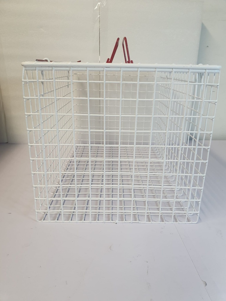 Katzenkäfig weiß, kunststoffbeschichtet, B: 46 x T: 31 x H: 28 cm - Leicht verbogen.