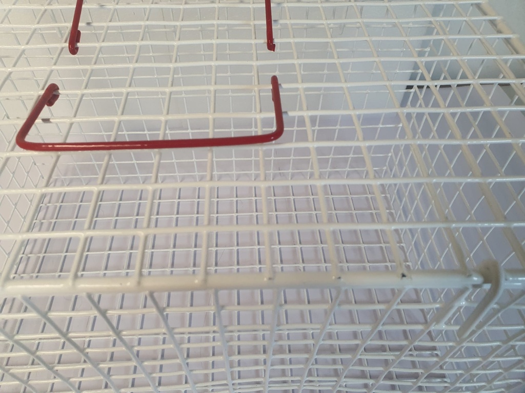 Katzenkäfig weiß, kunststoffbeschichtet, B: 46 x T: 31 x H: 28 cm - Leicht verbogen.