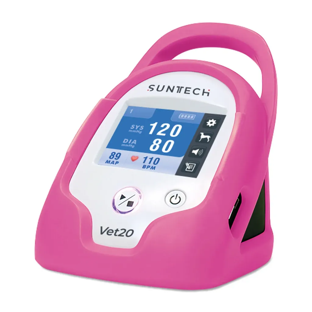 Blutdruckmessgerät SunTech VET20 rosa, inkl. 6 Manschetten, Blutdruckschlauch, AA-Batterien und Schutzhülle