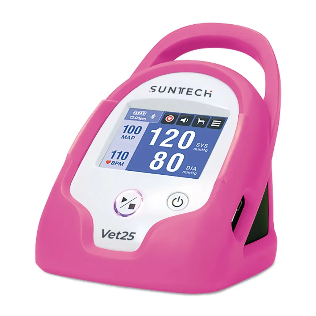 [217227] Blutdruckmessgerät SunTech VET25 rosa, inkl. 6 Manschetten, Blutdruckschlauch, Netzteil, Li-Ionen-Akku und Schutzhülle