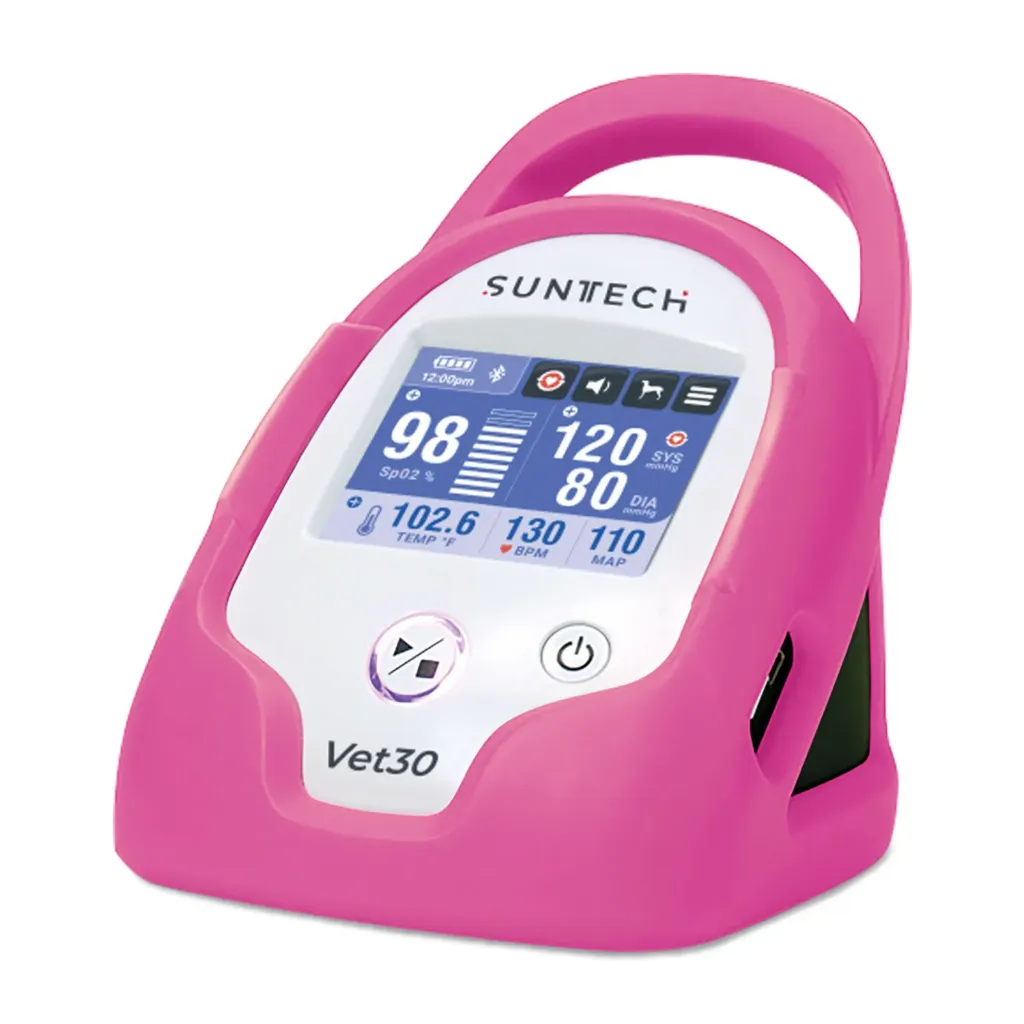 [217232] Blutdruckmessgerät SunTech VET30 rosa, inkl. 6 Manschetten, SpO2-Sensor, Temperatursonde, Blutdruckschlauch, Netzteil, Li-Ionen-Akku und Schutzhülle
