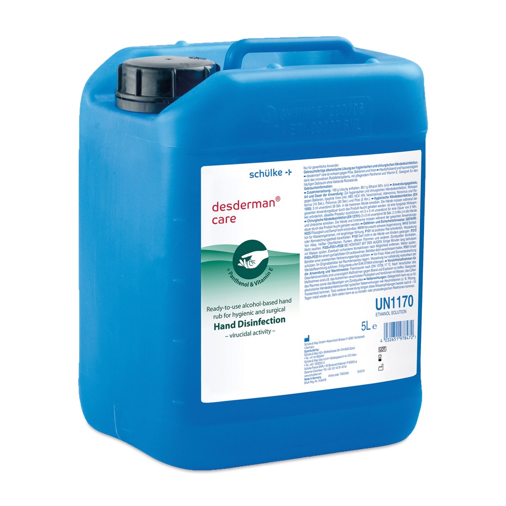 [307235] Schülke desderman care, 5 l Kanister, Händedesinfektion auf Ethanol Basis mit pflegendem Panthenol