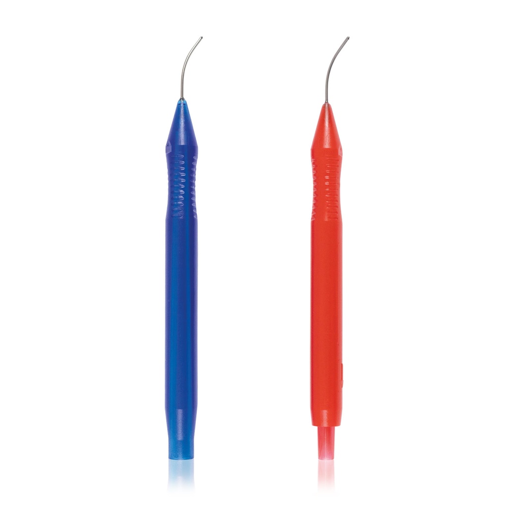 Bimanual I/A System Disposable 21G gebogene Kanülen (1 Irrigation Handgriff beidseitiger Ausgang ø 0,45 mm/ 1 Aspiration Handgriff Ausgang ø 0,35 mm, aufgerauhte Spitze)