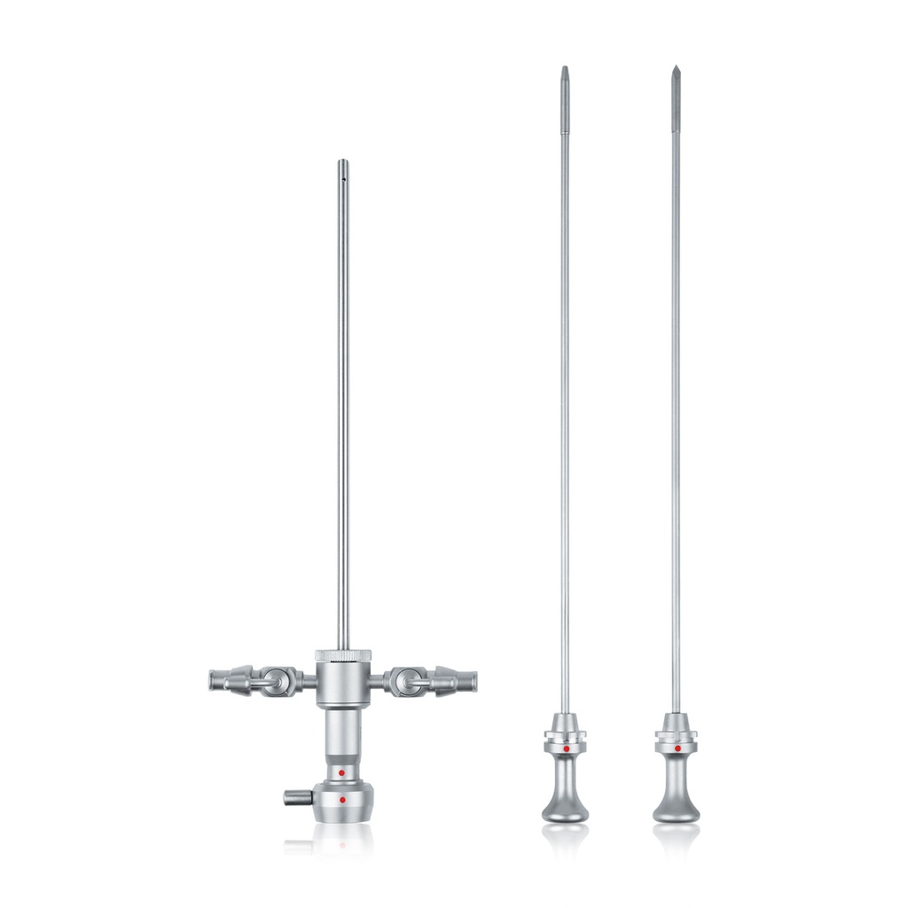 Arthroskopieschaft, L = 17,4 cm, für Endoskope Ø = 2,7 mm, mit 2 Spülhähnen, mit 2 Obturatoren