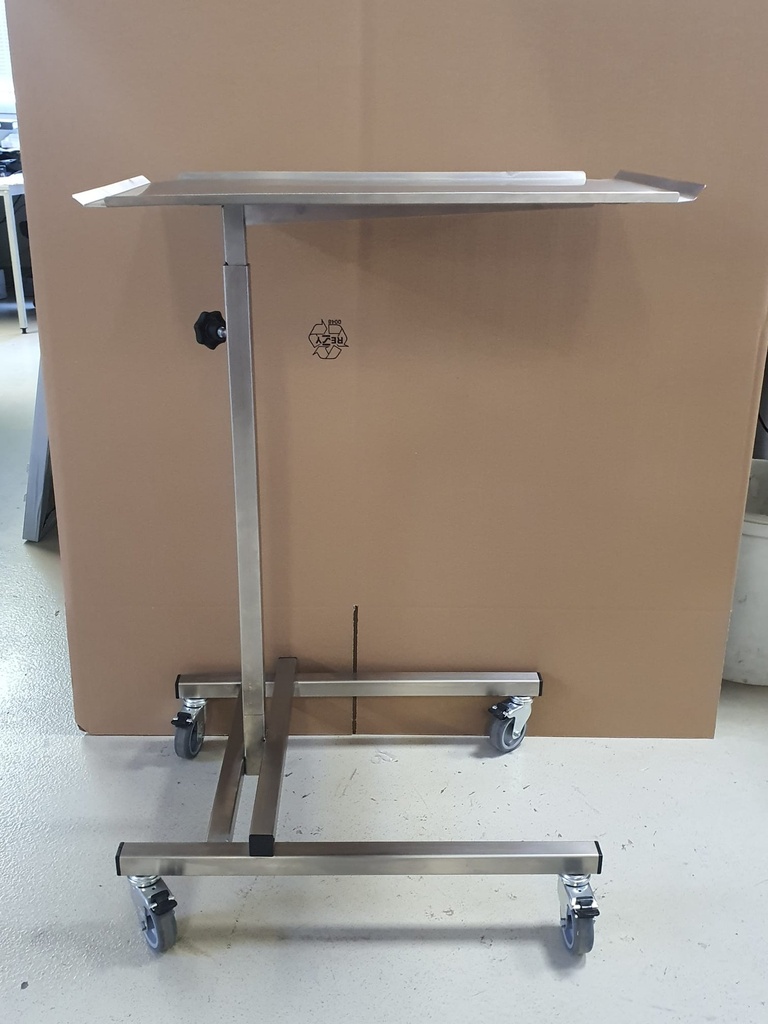[SCH625160] Instrumentenzureichtisch 40 x 60 cm, höhenverstellbar von 90 - 132 cm, mit 4 Rollen, rostfrei - Instrumententisch, bereits montiert, ohne Verpackung.
