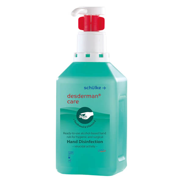 [307231] schülke desderman care, 1 l Pumpflasche, Händedesinfektion auf Ethanol Basis mit pflegendem Panthenol