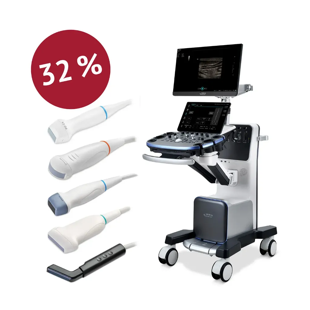 [D30509005] Demopaket Vetus 9 mit 5 Schallköpfen, Mikro-konvex (C11-3s), Linear (L13-3Ns), Phased Array (P8-2s), Single Christal (SP5-1s), „Hockey Stick“ (L16-4Hs)