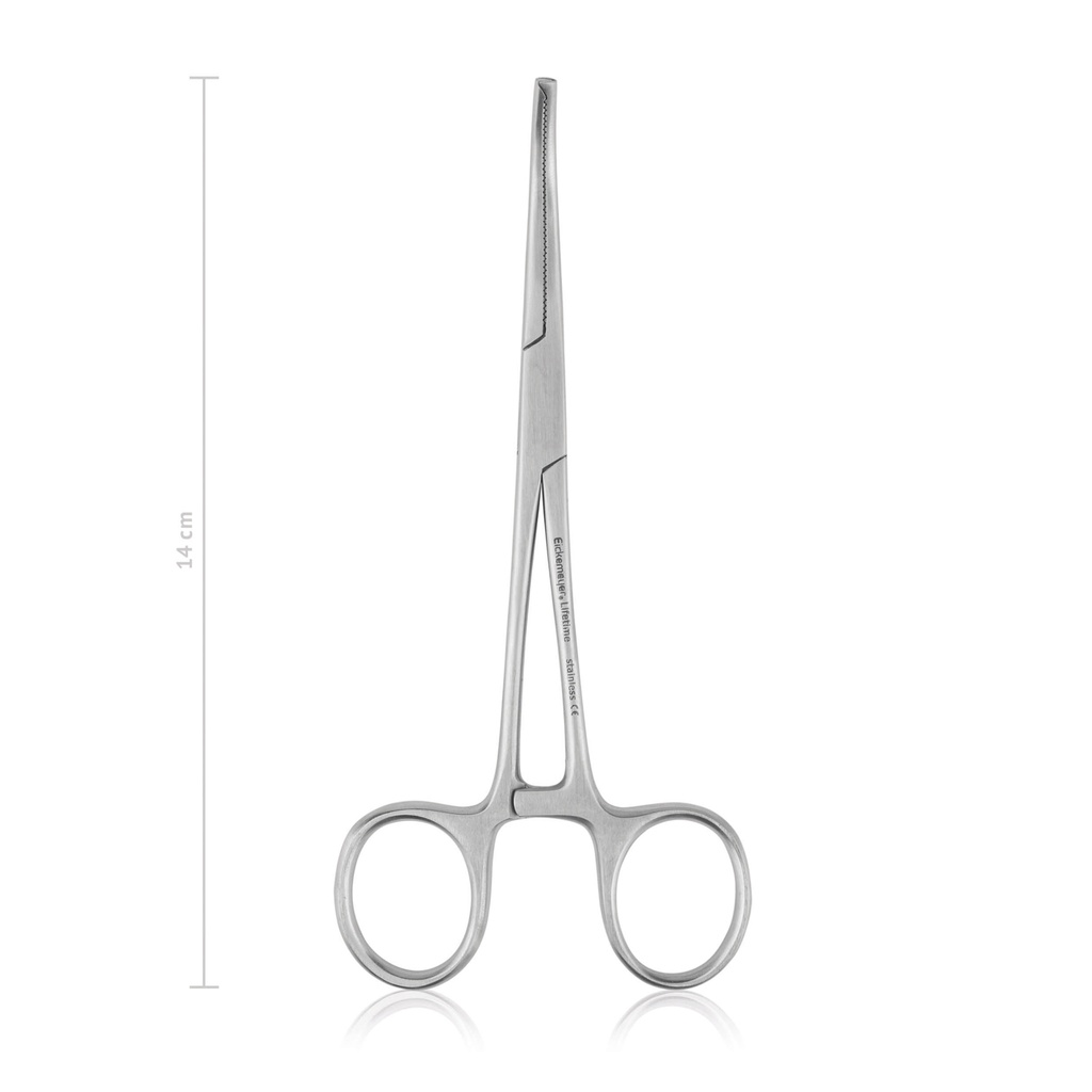 [974114] Arterienklemme Kocher-Ochsner, 14 cm, gebogen, 1x2 Zähne 