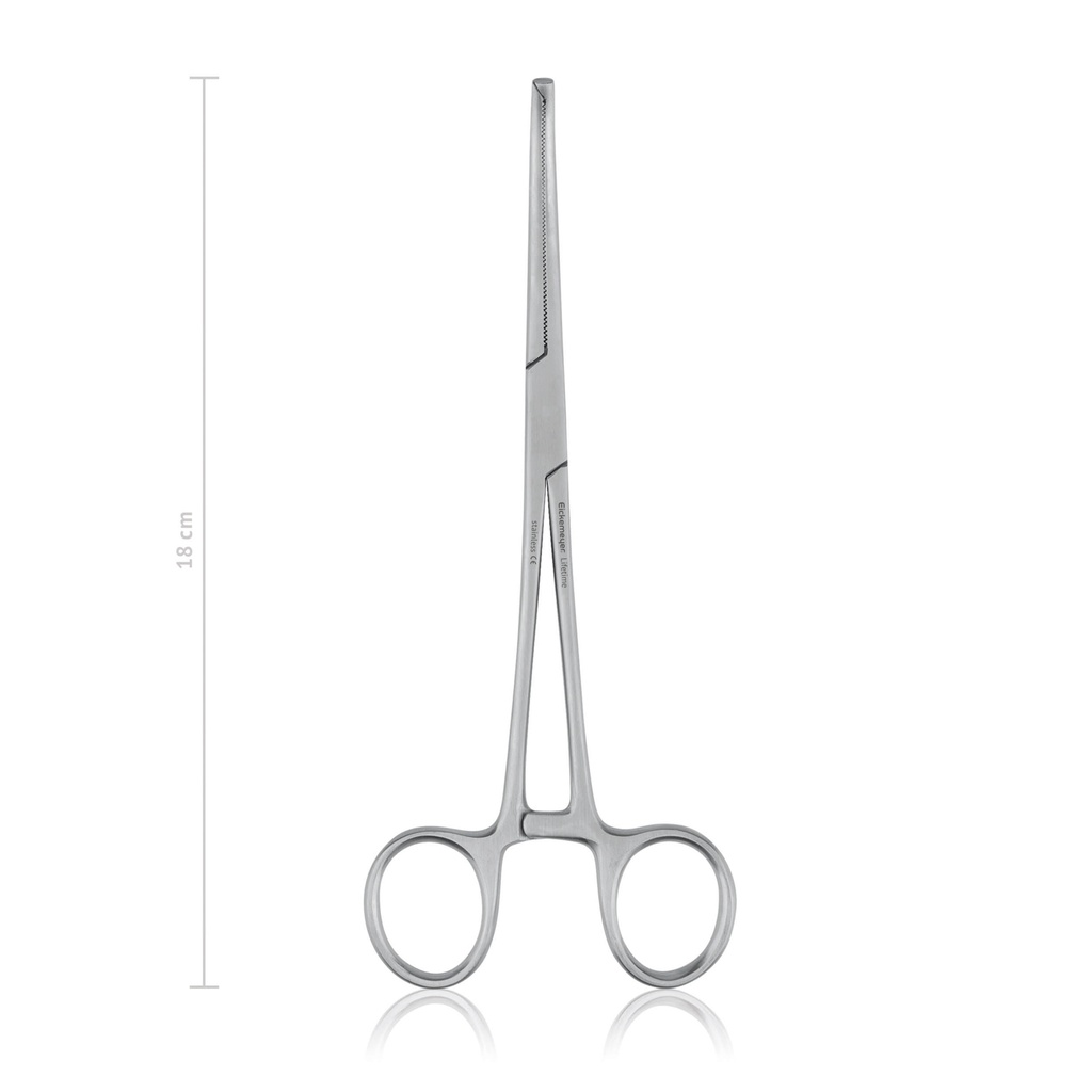 [974118] Arterienklemme Kocher-Ochsner, 18 cm, gebogen, 1x2 Zähne 