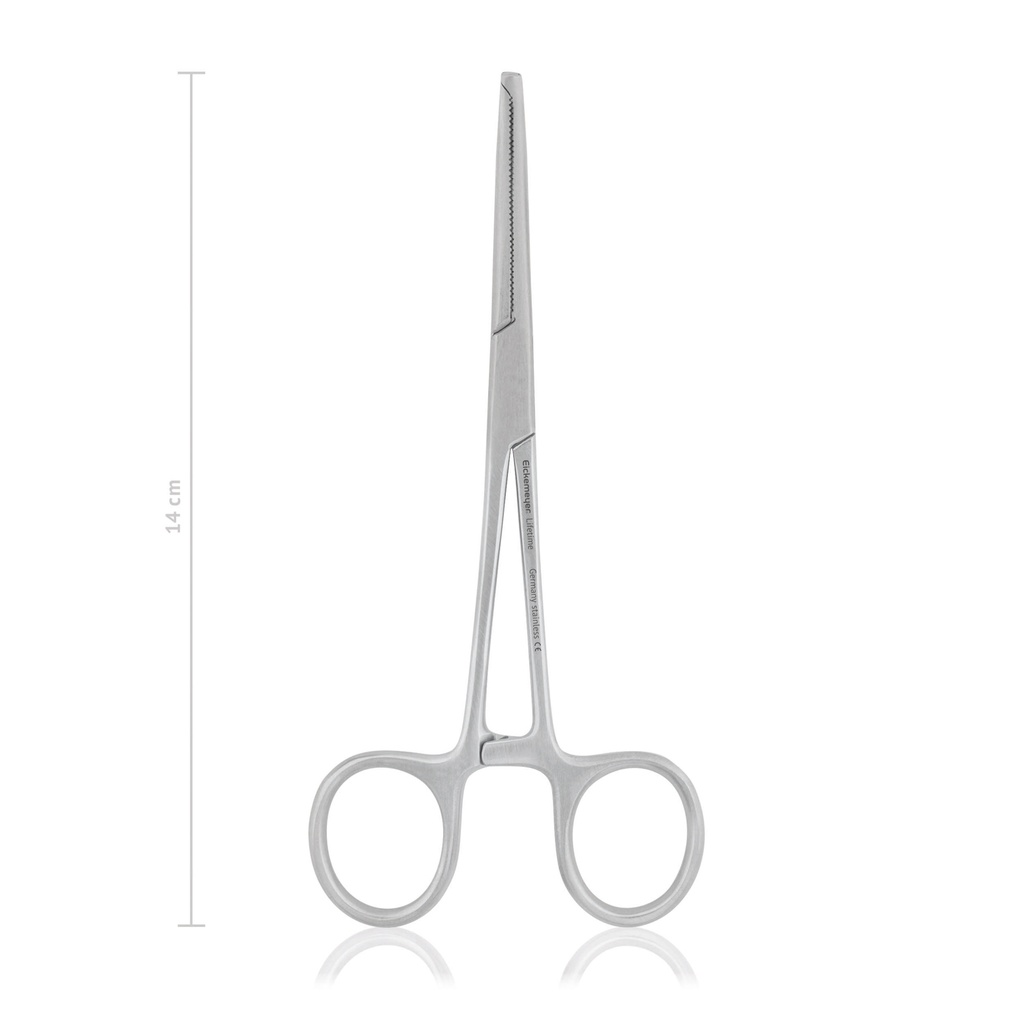 Arterienklemme KOCHER-OCHSNER, 1x2 Zähne, 14 cm, gebogen
