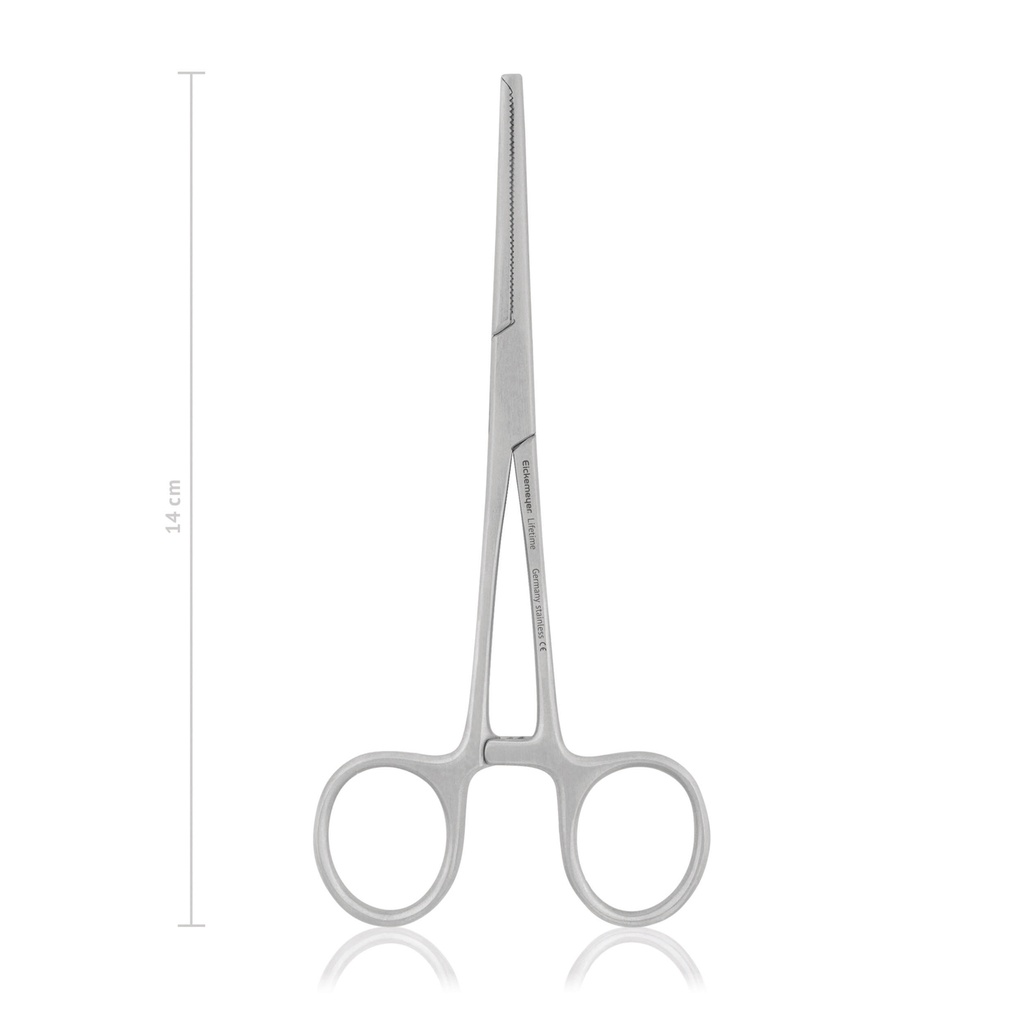 Arterienklemme KOCHER-OCHSNER, 1x2 Zähne, 14 cm, gerade