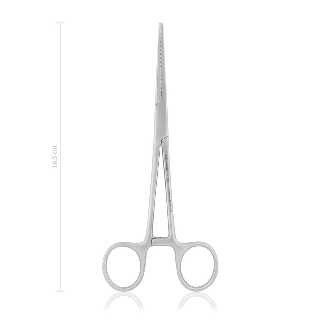 Darmklemme DOYEN, quergerieft, 16,5 cm, gebogen