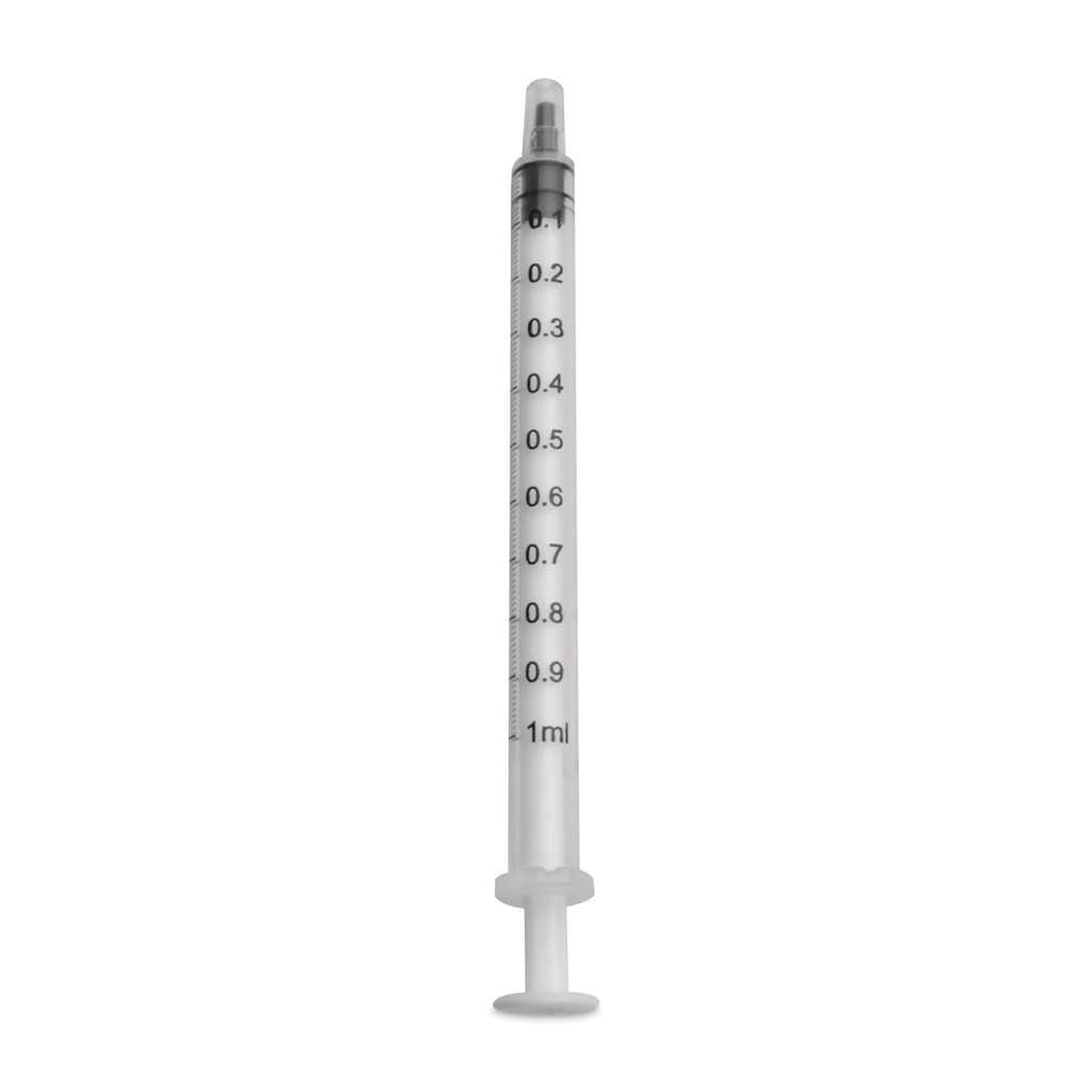 [050356] EICKINJECT Einmalspritze, 1 ml, 3-teilig, mit Gummikolben, mit Spardorn, Packung mit 100 Stück, steril
