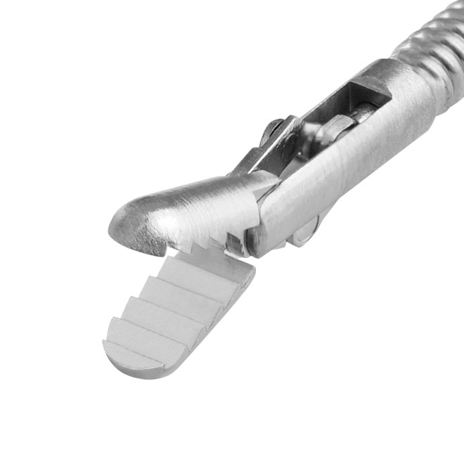 Fremdkörperzange, flexibel, Alligator Maulteile, verzahnt, Ø = 1,8 mm, L = 2300 mm