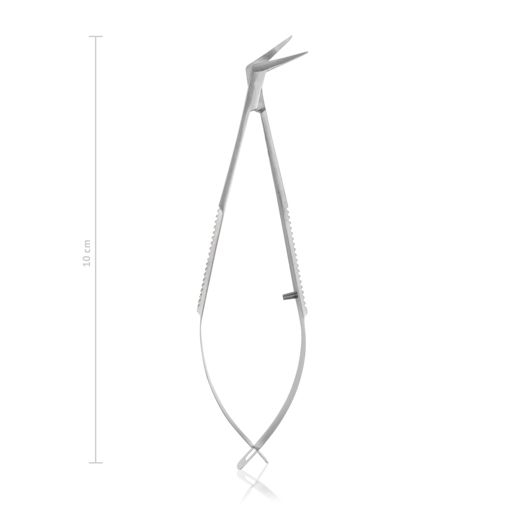 Hornhautschere Castroviejo, 10 cm,rechts abgewinkelt