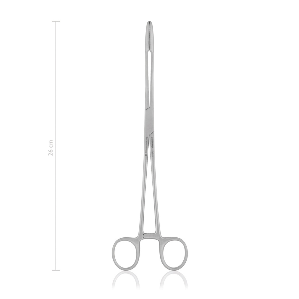 [137526] Korn- und Tupferzange Maier, 26 cm, gebogen mit Sperre 