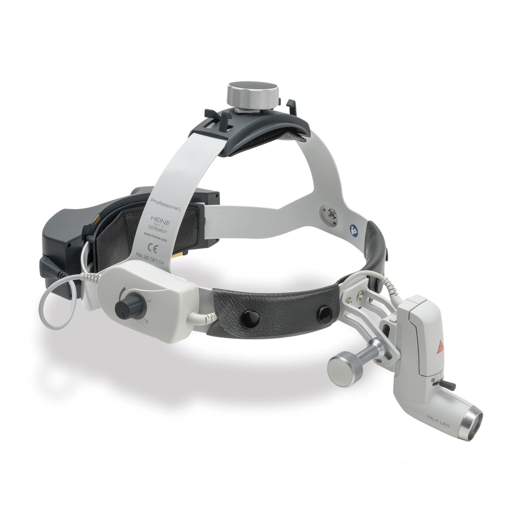HEINE ML4 LED Kopflampe UNPLUGGED auf Kopfband Professional L incl. mPack unplugged und Steckertrafo, J-008.31.415