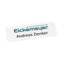 Namensschild aus Plexiglas, zweizeilig, 75 x 25 mm, Digitaldruck, Rundecke  mit MAGNET