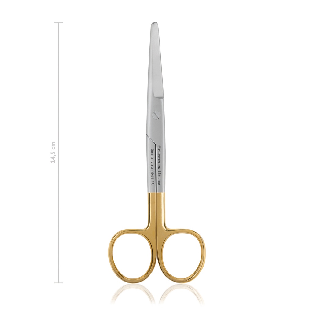 Präparierschere MAYO, stumpf/stumpf, 14,5 cm, gebogen,TC, mit Wellenschliff