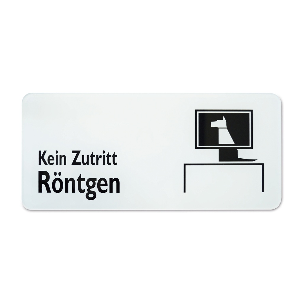 Symbolschild "Kein Zutritt Röntgen" vet. Symbol, 30 x 13,5 cm, schwarz/weiß