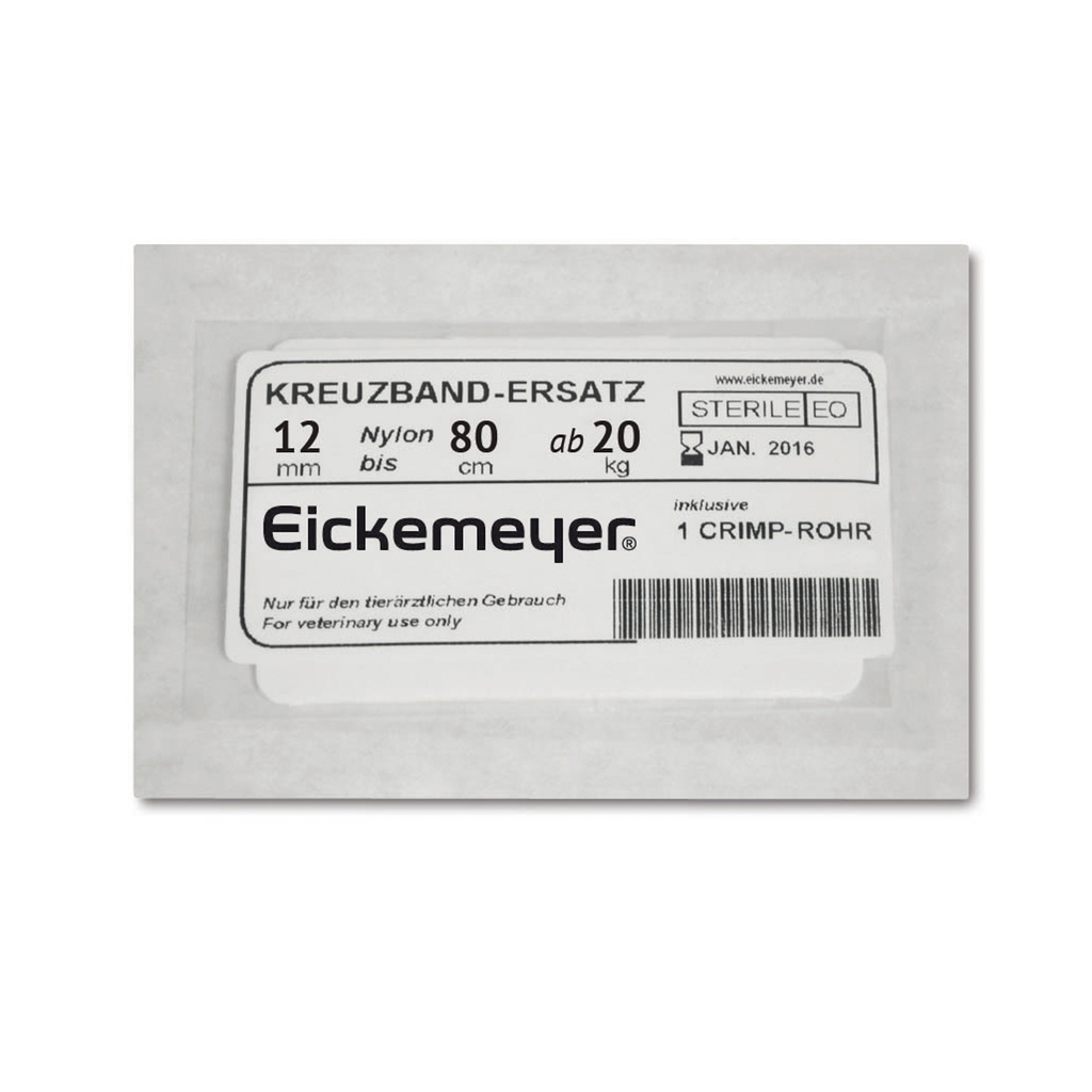 Kreuzband-Ersatz incl. 1 Crimp Rohr 12 mm und Nylon 80 cm (ab 20kg Körpergewicht), steril verpackt