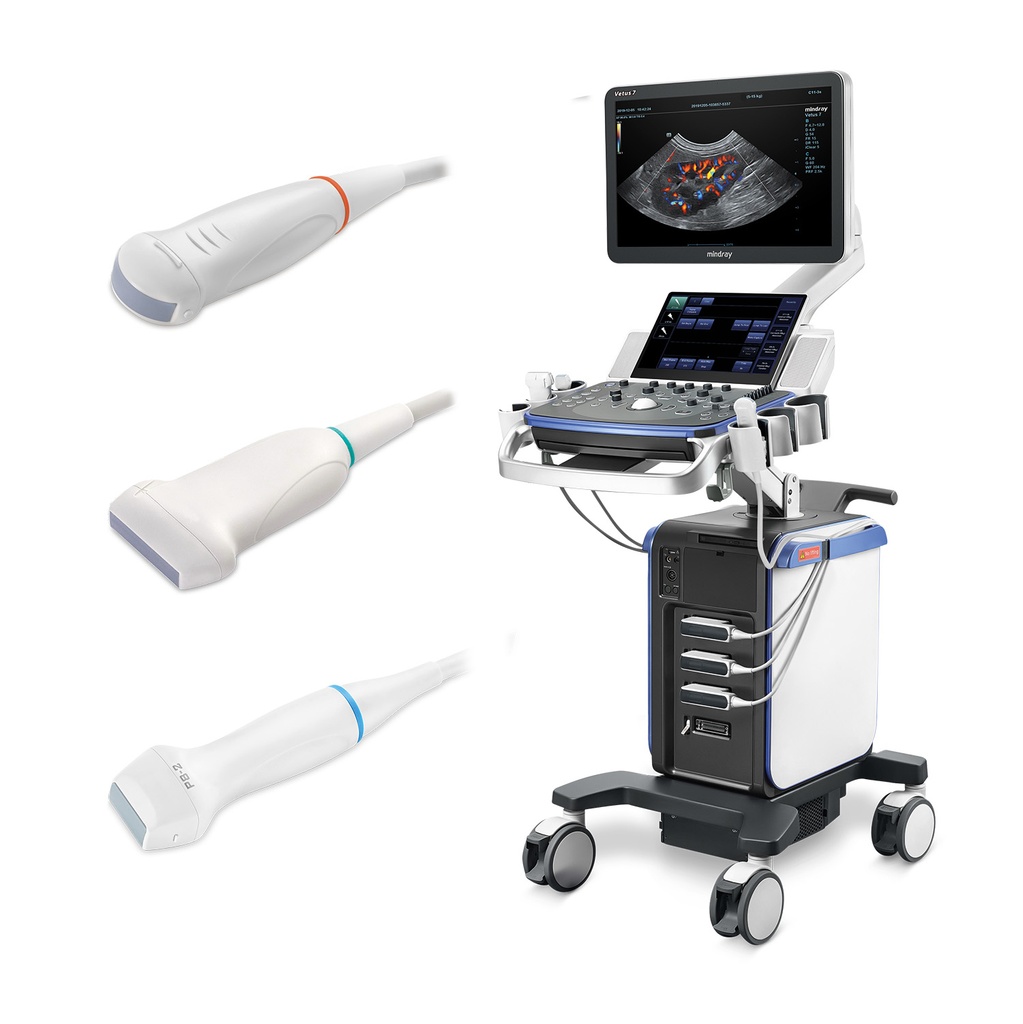 [A30507003] Aktionspaket: Vetus 7 Expert - im Aktionspaket mit 3 Sonden, Mikro-konvex: 2,6-12,8 MHz (C11-3s / Art. Nr. 305056), Linear T-formig: 4,4 - 13,5 MHz (L12-4s / Art. Nr. 305057) und Phased array: 2,3 – 7,2 MHz (P8-2s / Art. Nr. 305058)