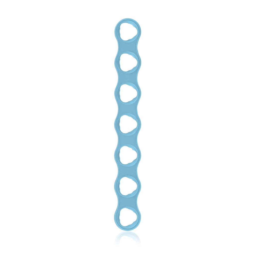 EickLoxx Micro Knochenplatte, 1 mm System, hellblau, 7-Loch, Maße in mm: 27,5 x 3.5 x 1.0