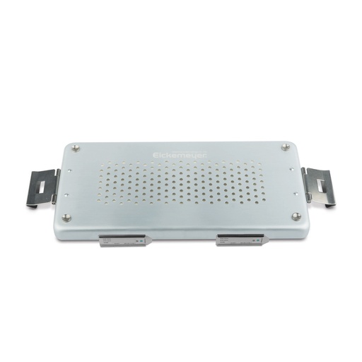 [500710] Silberner Deckel zu Klein-Set-Container, perforiert , 300 x 140 mm, mit Papierfilter und Halterung für Etiketten