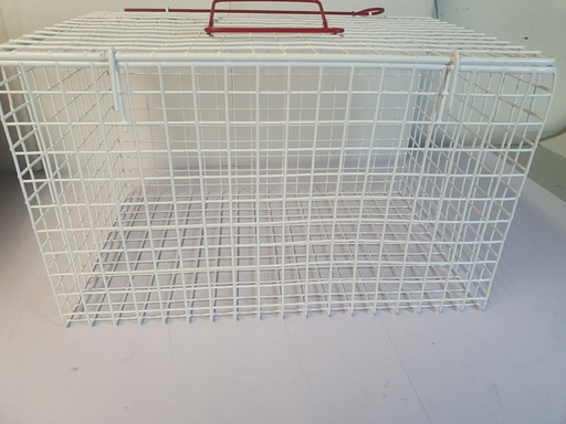 [SCH64200003] Katzenkäfig weiß, kunststoffbeschichtet, B: 46 x T: 31 x H: 28 cm - Leicht verbogen.