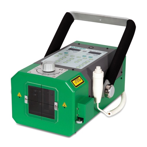 [701105] HiRay 5 Röntgengerät 5 kW, 40 -120 kV, 0,3 - 100 mAs Fokus 1,8 mmGewicht: 14 kgAbmessungen: 160 mm (H)x 203 mm (B) x 350 mm (T)mit Handauslöser Organautomatik : 168 Speicherplätze
